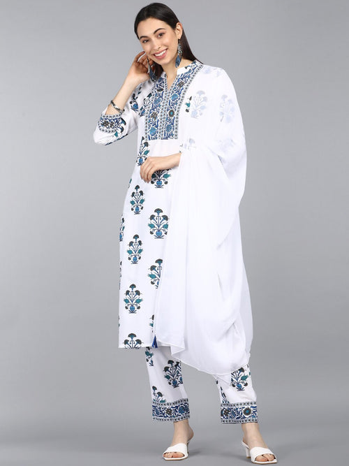 Ahika Poly Crepe Printed Kurta Pant Dupatta