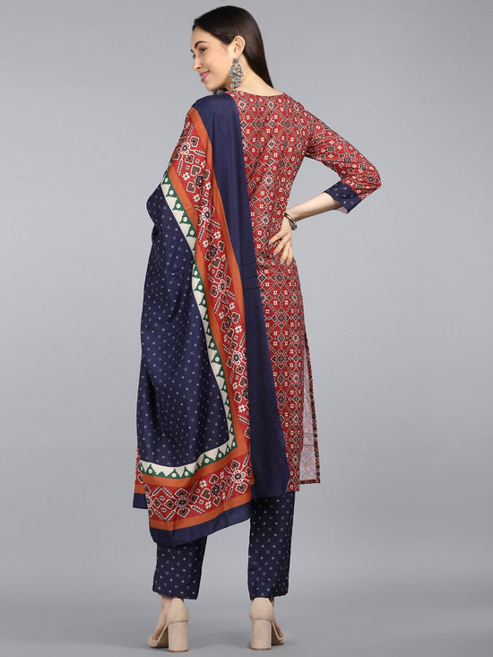 Ahika Poly Crepe Printed Kurta Pant Dupatta