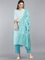 Ahika Poly Crepe Printed Kurta Pant Dupatta