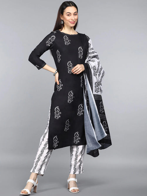 Ahika Poly Crepe Printed Kurta Pant Dupatta