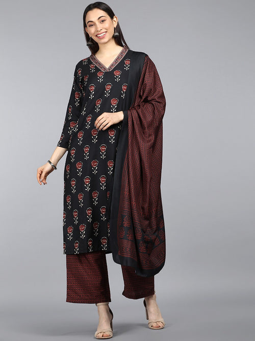 Ahika Poly Crepe Printed Kurta Pant Dupatta