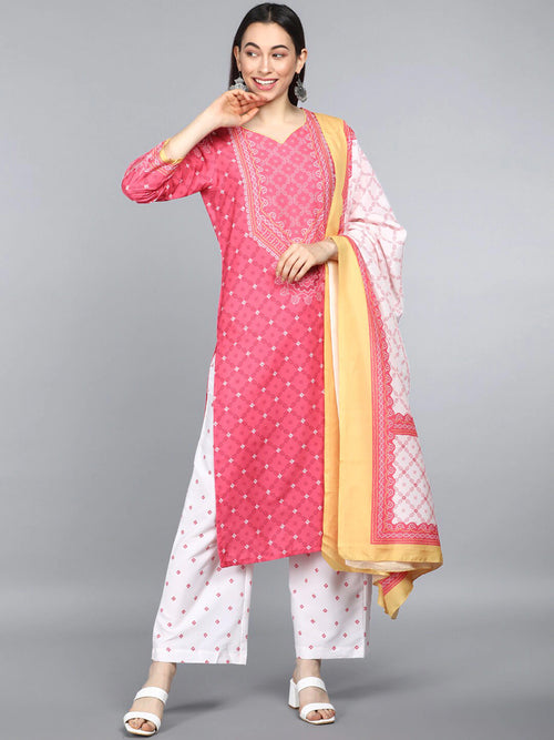 Ahika Poly Crepe Printed Kurta Pant Dupatta