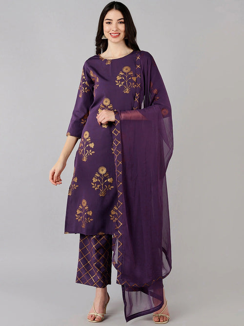 Ahika Poly Crepe Printed Kurta Palazzos Dupatta