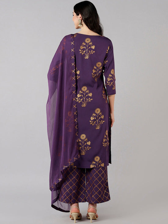 Ahika Poly Crepe Printed Kurta Palazzos Dupatta