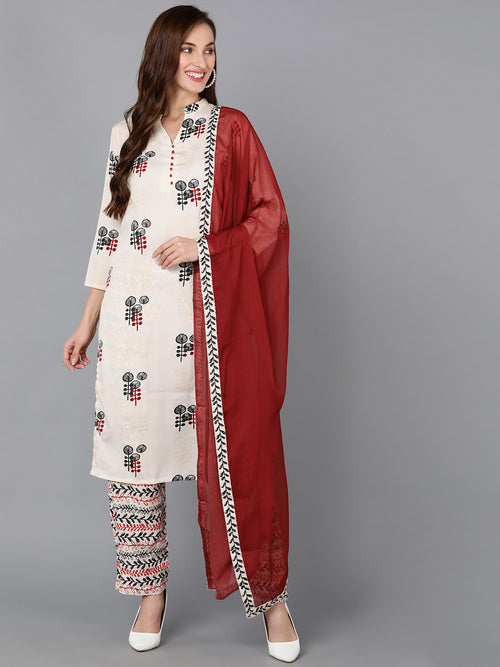 Ahika Women Poly Crepe Printed Kurta Trouser