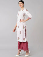 Ahika Women White Floral Solid Kurta Palazzos With Dupatta