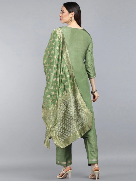 Ahika Poly Silk Solid Kurta Pant and