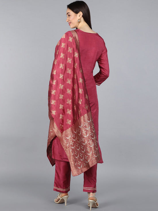 Ahika Poly Silk Solid Kurta Pant and