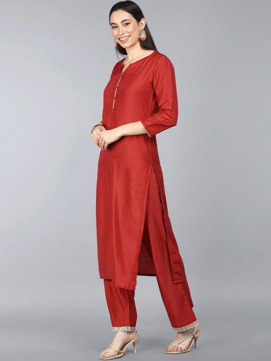 Ahika Poly Silk Solid Kurta Pant Dupatta