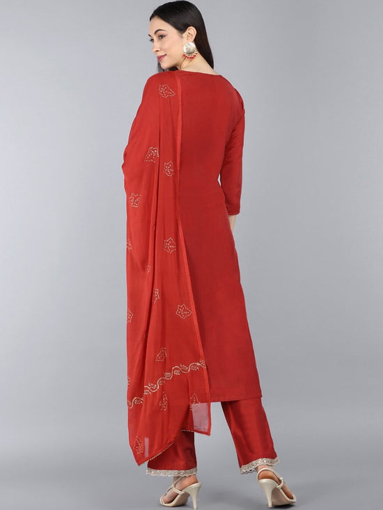 Ahika Poly Silk Solid Kurta Pant Dupatta