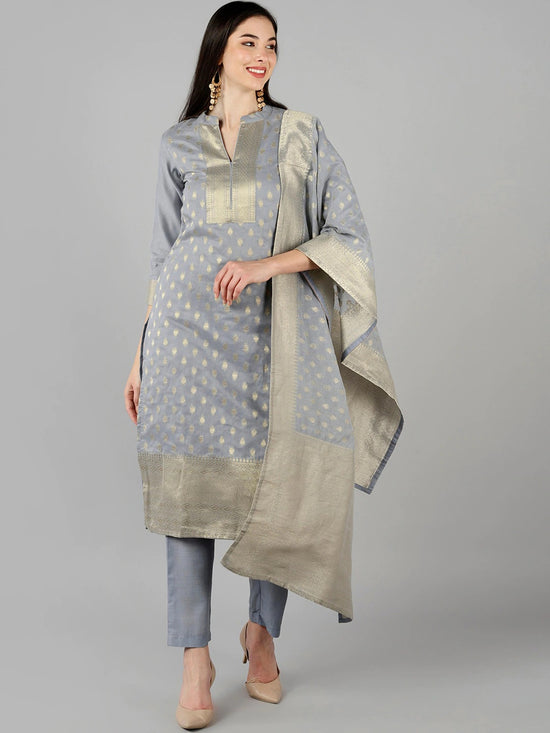 Ahika Poly Chanderi Printed Kurta Pant Dupatta