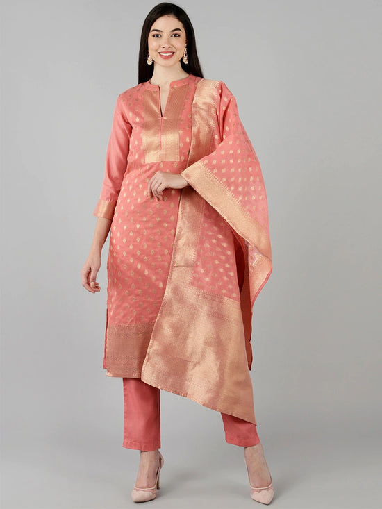 Ahika Poly Chanderi Printed Kurta Pant Dupatta