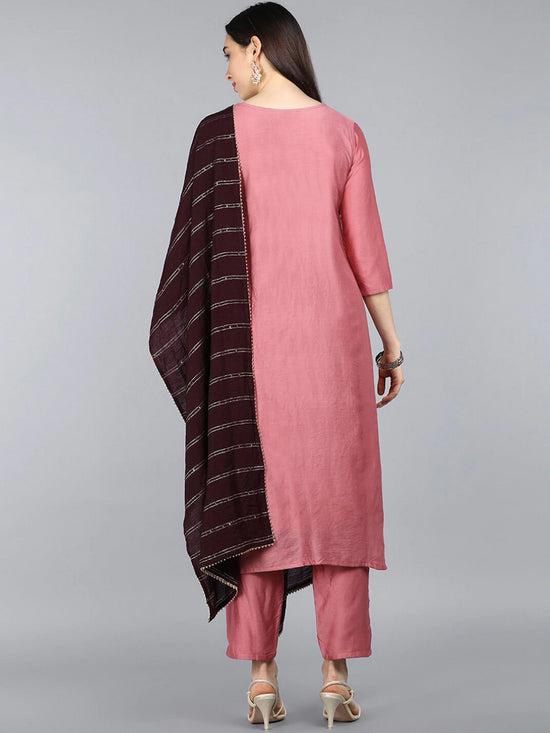 Ahika Poly Silk Embroidered Kurta Pant Dupatta