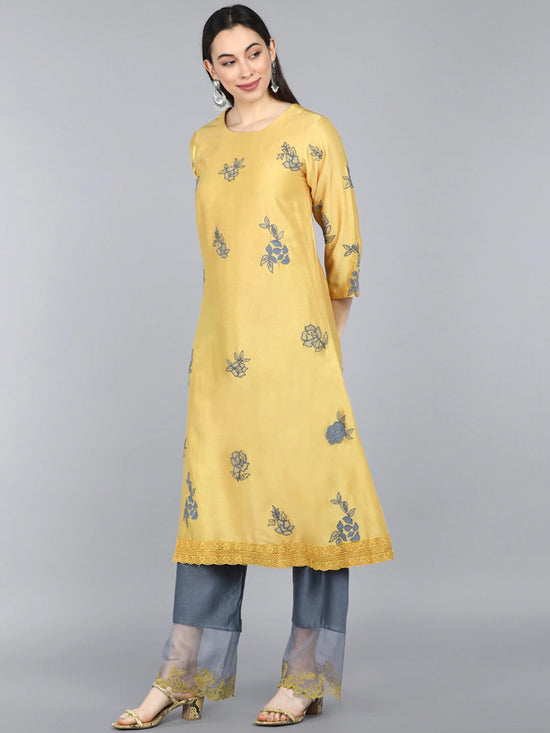 Ahika Poly Silk Embroidered Kurta Pant Dupatta