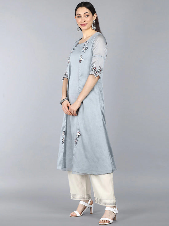 Ahika Poly Silk Embroidered Kurta Pant Dupatta