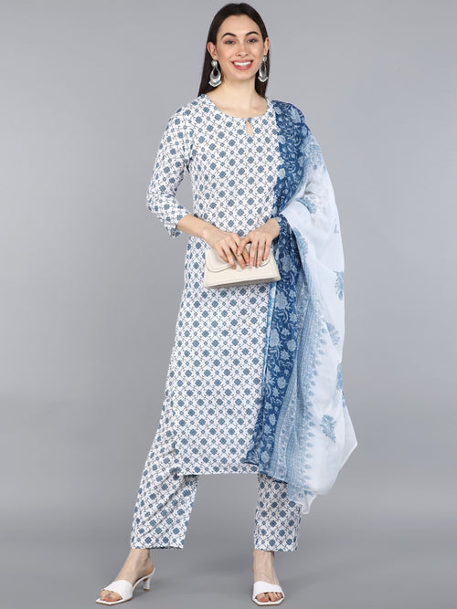 Ahika Polyester Printed Kurta Pant With Dupatta