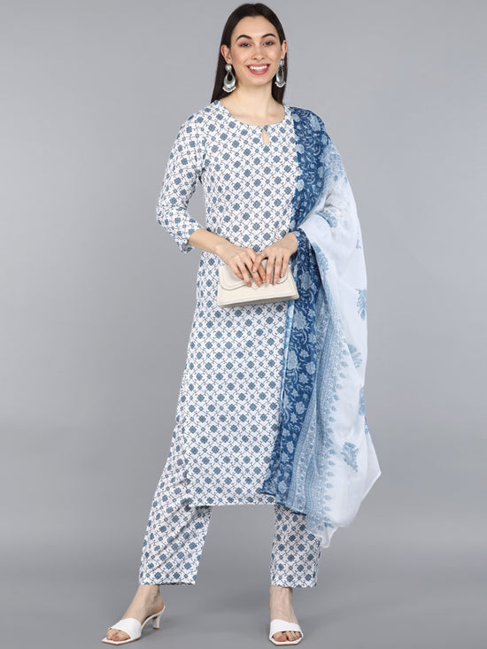 Ahika Polyester Printed Kurta Pant With Dupatta