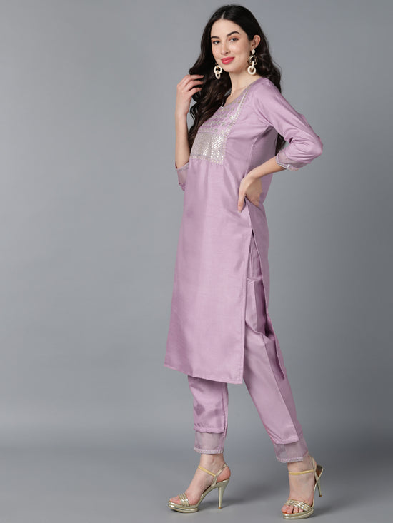 Ahika Poly Silk Embroidered Kurta Trouser With