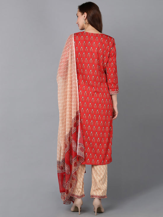 Ahika Poly Crepe Printed Kurta Trousers Dupatta