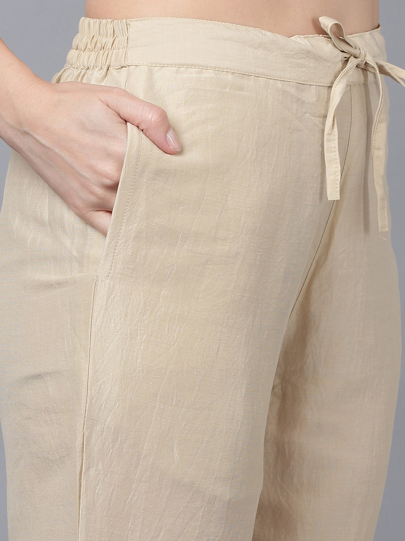 Ahika Women Poly Silk Solid Kurta Trousers