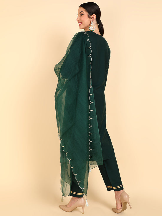 Ahika Poly Silk Embroidered Kurta Sharara Dupatta