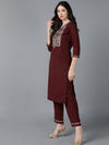 Ahika Poly Silk Embroidered Kurta Trouser With