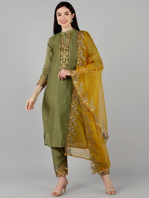 Ahika Poly Silk Printed Kurta Pant Dupatta