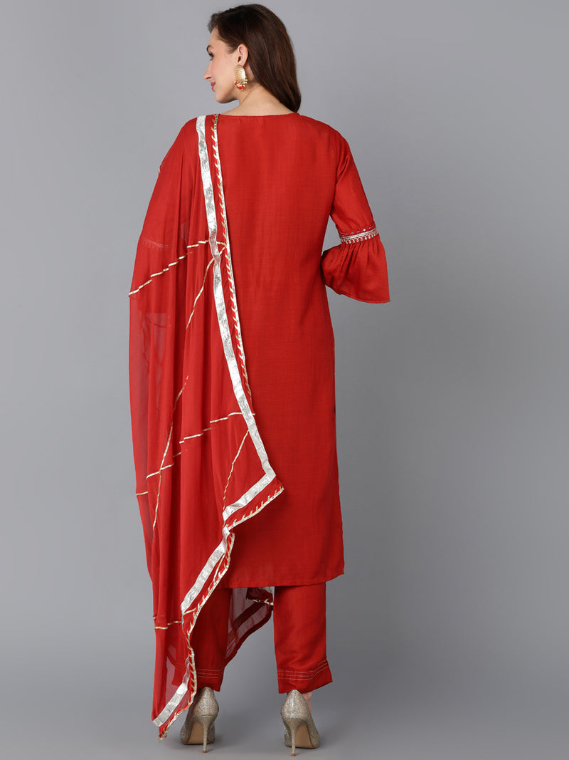 Ahika Women Polyester Printed Kurta Trouser With
