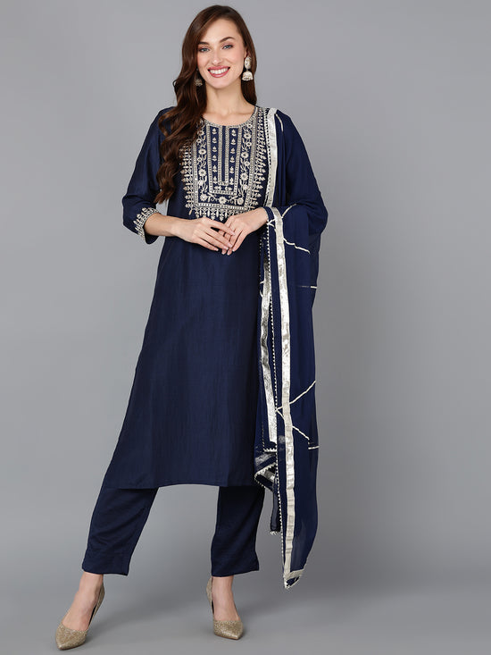 Ahika Women Polyester Printed Kurta Trouser With