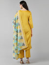 Ahika Women Mustard Ethnic Motifs Solid Kurti Palazzos With Dupatta