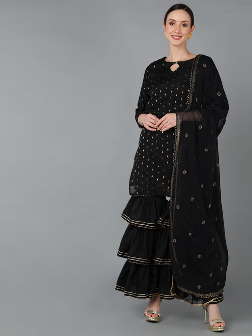 Ahika Women Poly Chanderi Woven Design Kurta