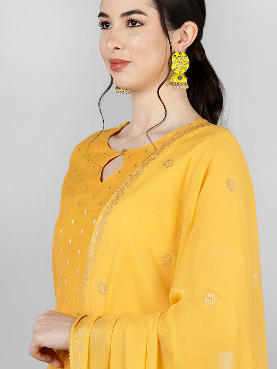 Ahika Poly Chanderi Woven Design Kurta Sharara