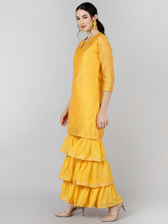 Ahika Poly Chanderi Woven Design Kurta Sharara