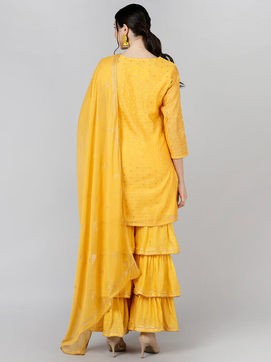 Ahika Poly Chanderi Woven Design Kurta Sharara