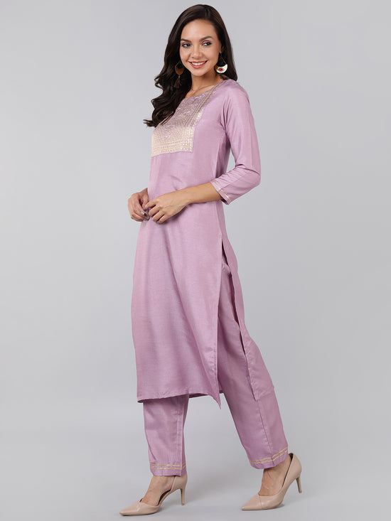 Ahika Poly Silk Yoke Design Kurta Trousers