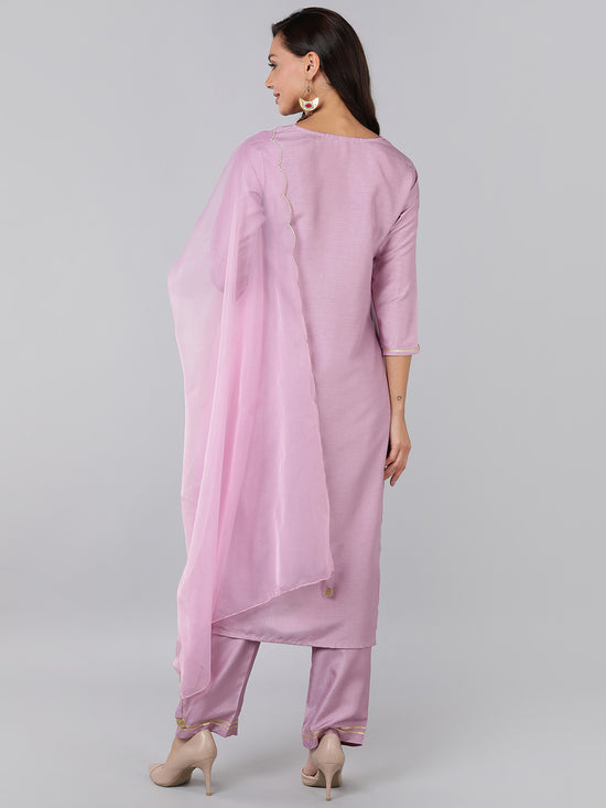 Ahika Poly Silk Yoke Design Kurta Trousers