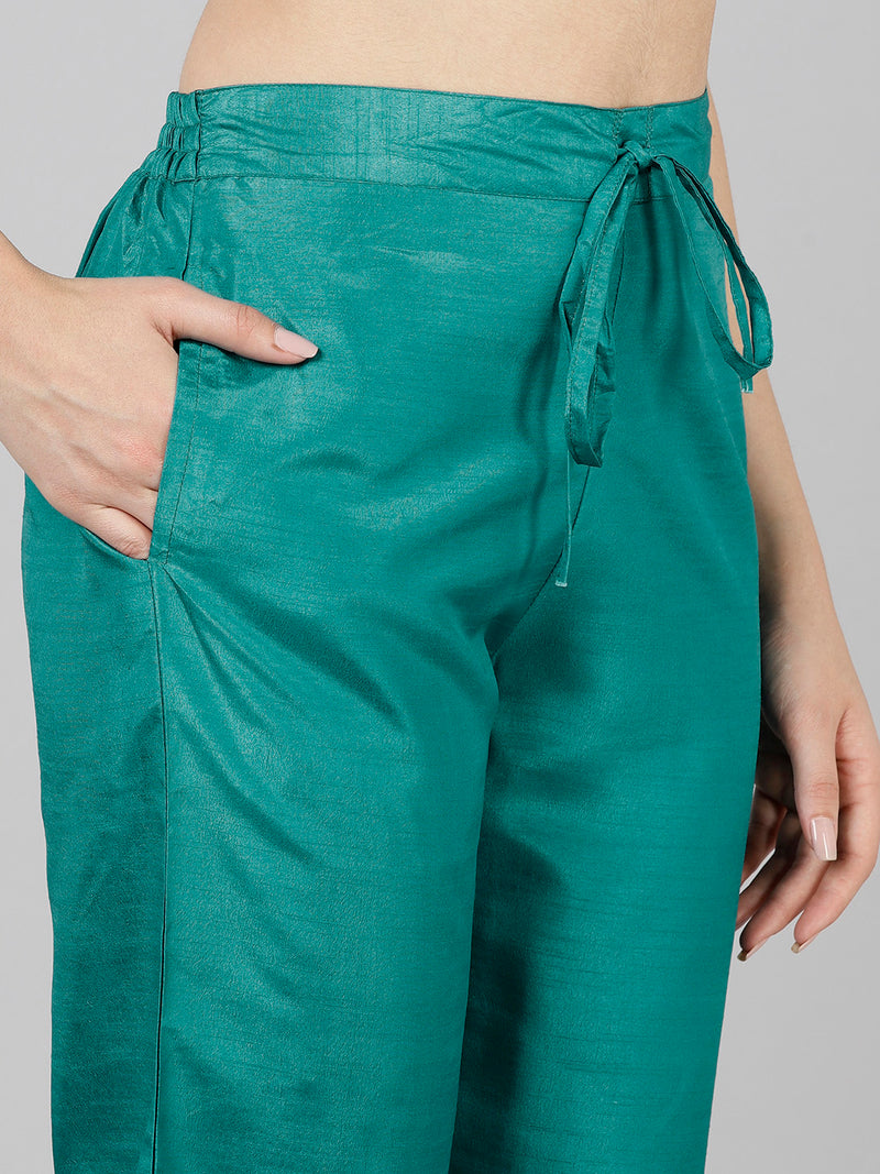 Ahika Poly Silk Yoke Design Kurta Trousers