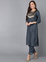 Ahika Women Poly Silk Yoke Design Kurta