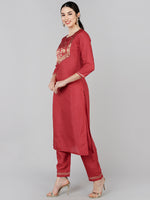 Ahika Poly Silk Yoke Design Kurta Trousers