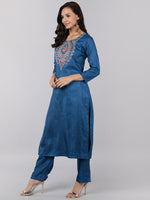 Ahika Poly Silk Embroidered Kurta Trousers Dupatta