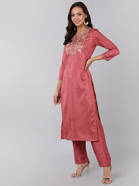 Ahika Poly Silk Embroidered Kurta Trousers Dupatta