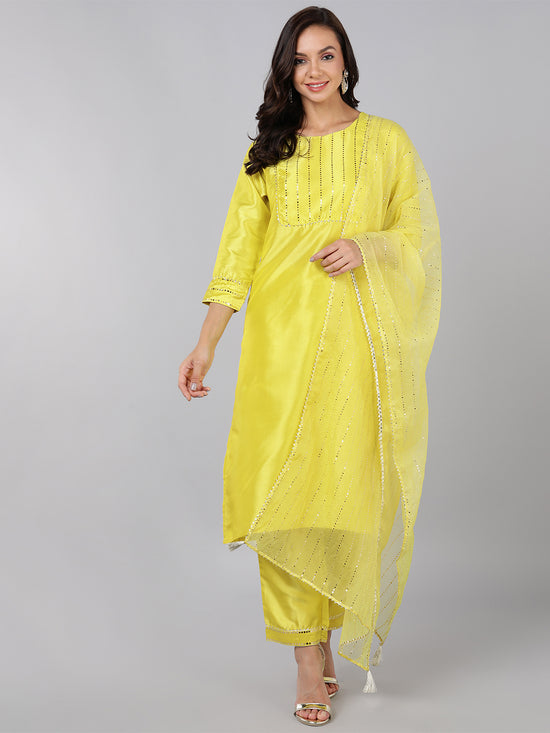 Ahika Poly Silk Solid Kurta Trousers Dupatta