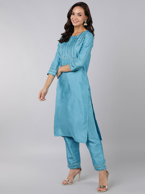 Ahika Poly Silk Solid Kurta Trousers Dupatta