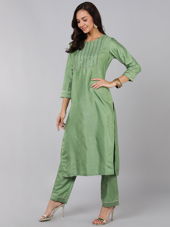 Ahika Poly Silk Solid Kurta Trousers Dupatta