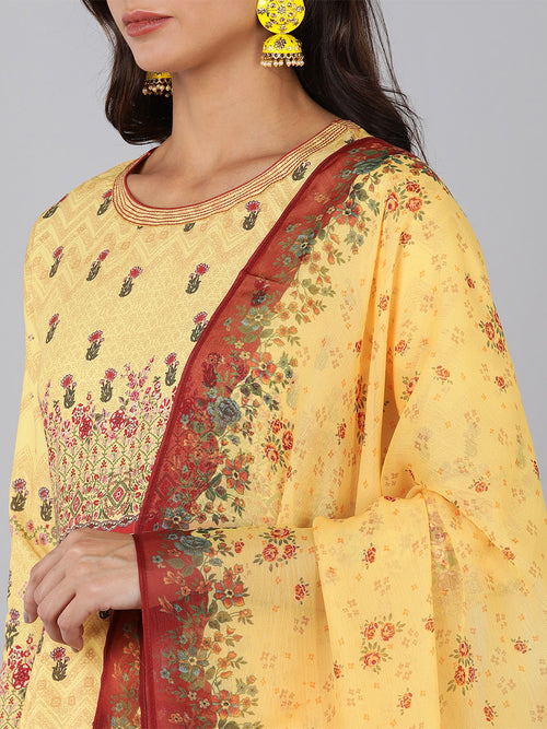 Ahika Poly Crepe Printed Kurta Trousers Dupatta