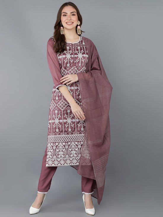 Ahika Poly Silk Embroidered Kurta Trousers With