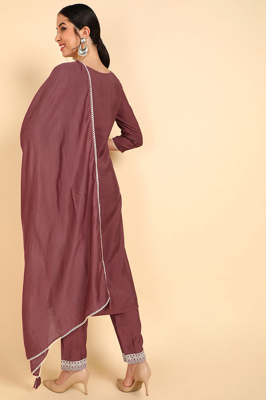 Ahika Poly Silk Embroidered Kurta Trousers With