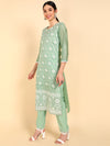 Ahika Poly Silk Embroidered Kurta Trousers With