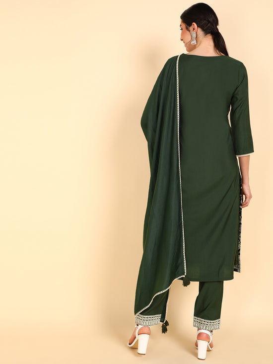 Ahika Poly Silk Embroidered Kurta Trousers With