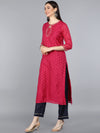 Ahika Women Pink Solid Woven Design Kurta Trousers With Dupatta